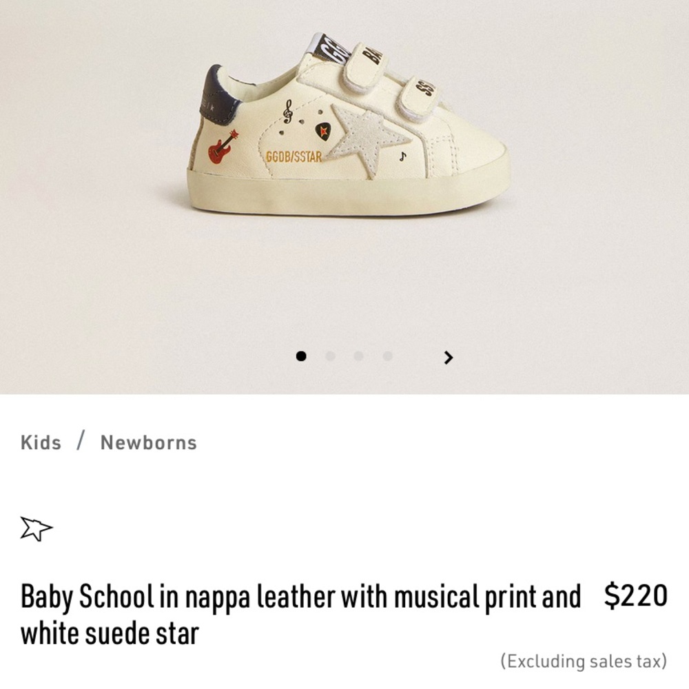 Golden Goose Baby Shoes with White Star and Musical Print